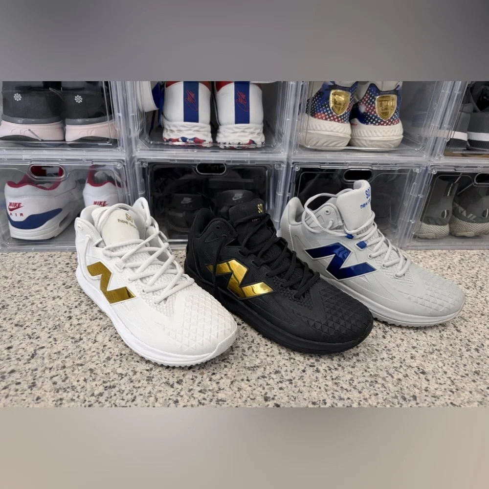 New Balance Men's Shohei Ohtani 1 - White/Gold, Black/Gold & Light Gray/Blue - Picture 1 of 4
